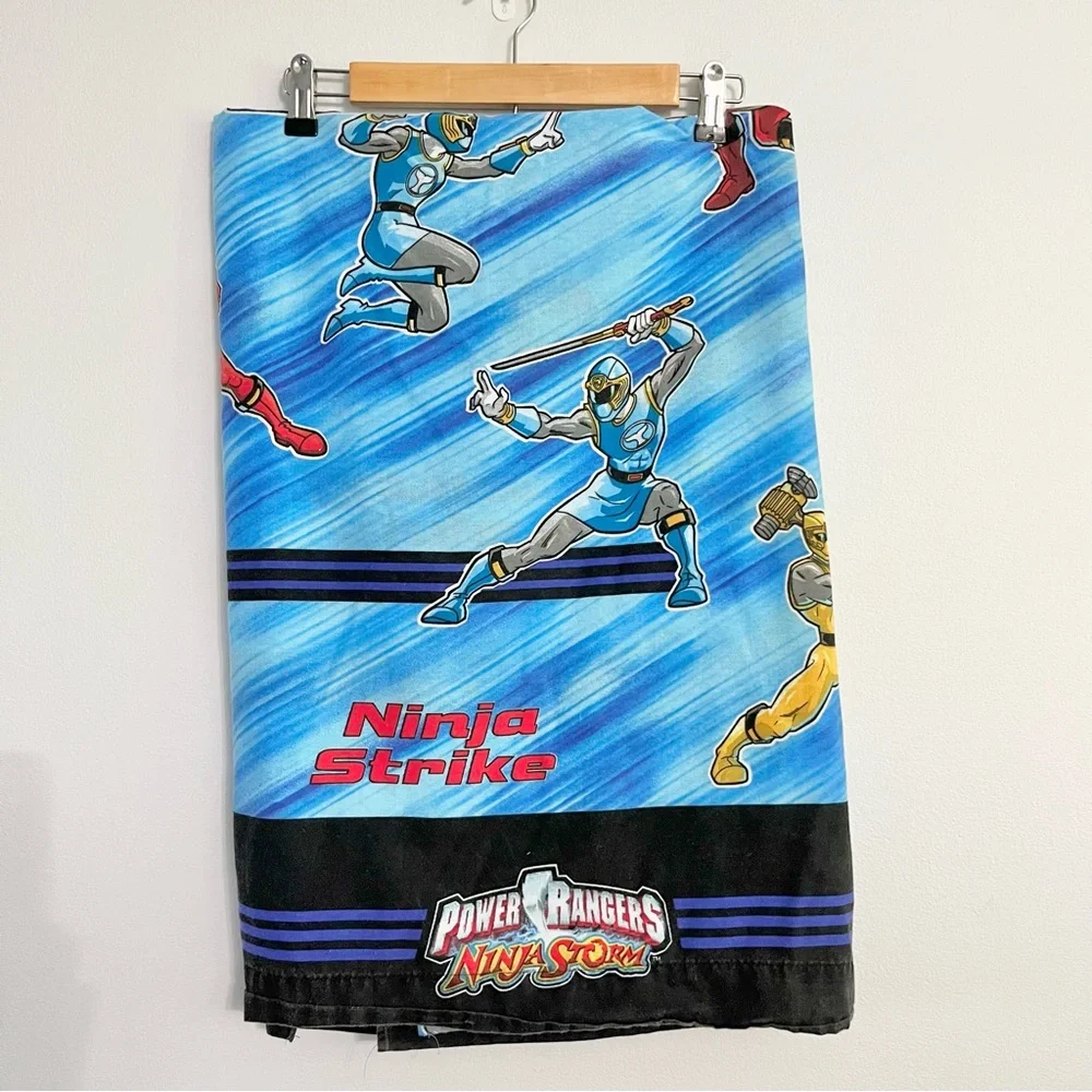 Vintage Power Rangers Ninja Storm Ninja Strike Flat Twin Bed Sheet Kids Clean